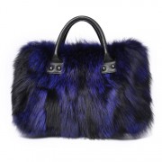 100% Women Handbag Female Real Fur Totes Messenger Bag Nature Real Fox Fur Shoulder Bag Genuine Leather Bag