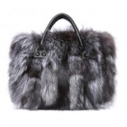 100% Women Handbag Female Real Fur Totes Messenger Bag Nature Real Fox Fur Shoulder Bag Genuine Leather Bag