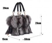 100% Nature Real Fox Fur Shoulder Bag Genuine Leather Bag Women Handbag Female Real Fur Totes Messenger Bag