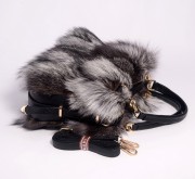 100% Nature Real Fox Fur Shoulder Bag Genuine Leather Bag Women Handbag Female Real Fur Totes Messenger Bag