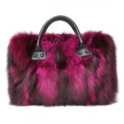 100% Women Handbag Female Real Fur Totes Messenger Bag Nature Real Fox Fur Shoulder Bag Genuine Leather Bag