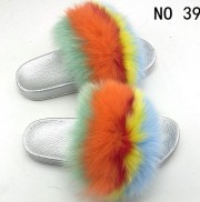 Real Fox Fur Slides Raccoon Fur Slippers Indoor Outdoor