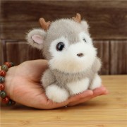 Mink fur fawn keychain plush fur keyring bag charm children cartoon animal doll