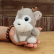 Mink fur fawn keychain plush fur keyring bag charm children cartoon animal doll