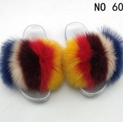 Real Fox Fur Slides Raccoon Fur Slippers Indoor Outdoor