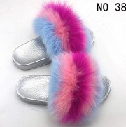 Real Fox Fur Slides Raccoon Fur Slippers Indoor Outdoor