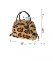 Mink Fur Shell Handbag Leopard Lady Single-Shoulder Bag Real Fur keyChain Bags Women Wrist Bag Fashion