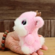 Mink fur fawn keychain plush fur keyring bag charm children cartoon animal doll