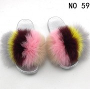 Real Fox Fur Slides Raccoon Fur Slippers Indoor Outdoor