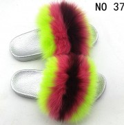 Real Fox Fur Slides Raccoon Fur Slippers Indoor Outdoor