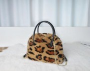 Mink Fur Shell Handbag Leopard Lady Single-Shoulder Bag Real Fur keyChain Bags Women Wrist Bag Fashion