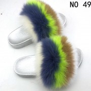 Real Fox Fur Slides Raccoon Fur Slippers Indoor Outdoor