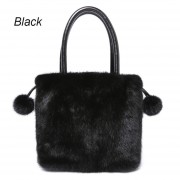 Women Real Mink Fur Handbag Real Fur Flap Drawstring Bag Ladies Crossbody Bags Female Bags For Lady Fur Shoulder Bag