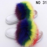 Real Fox Fur Slides Raccoon Fur Slippers Indoor Outdoor