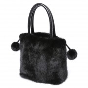 Women Real Mink Fur Handbag Real Fur Flap Drawstring Bag Ladies Crossbody Bags Female Bags For Lady Fur Shoulder Bag