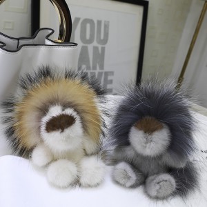 Mink and Fox Fur Lion Keychain Fluffy Keychain Fur Charm