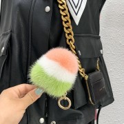 Mink Fur Ice Cream Keychain Bag Charm Car Keyring