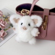 Cute Mink Fur Pig Bag Keychain