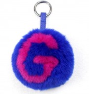 Cute Rex Rabbit Fur Charm Puff Ball Keychain sell by a complete of set