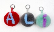 Cute Rex Rabbit Fur Charm Puff Ball Keychain sell by a complete of set