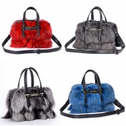 Luxury Fox Fur Bag Leather Handbag