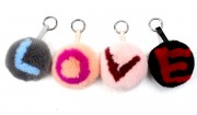 Cute Rex Rabbit Fur Charm Puff Ball Keychain sell by a complete of set