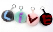 Cute Rex Rabbit Fur Charm Puff Ball Keychain sell by a complete of set