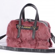 Luxury Fox Fur Bag Leather Handbag