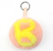 Cute Rex Rabbit Fur Charm Puff Ball Keychain sell by a complete of set