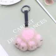 Cute Cartoon Mink Fur Cat Claw Keychain Fluffy Keyring