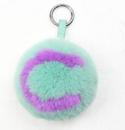 Cute Rex Rabbit Fur Charm Puff Ball Keychain sell by a complete of set