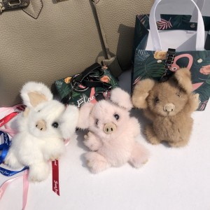 Cute Mink Fur Pig Bag Keychain