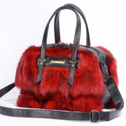 Luxury Fox Fur Bag Leather Handbag