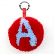 Cute Rex Rabbit Fur Charm Puff Ball Keychain sell by a complete of set