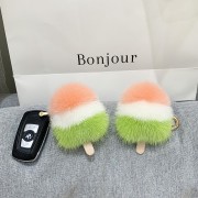 Mink Fur Ice Cream Keychain Bag Charm Car Keyring