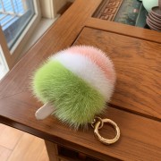 Mink Fur Ice Cream Keychain Bag Charm Car Keyring