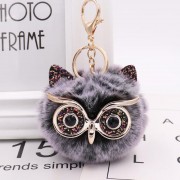 Plush Owl Face Keychains Puff Ball Keychain