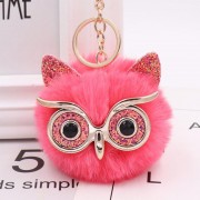 Plush Owl Face Keychains Puff Ball Keychain