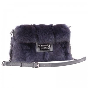 Luxury Fox Fur Bag Leather Handbag