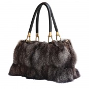 Real Fox Fur Shoulder Bags Genuine Leather Handbags