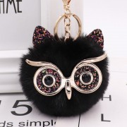 Plush Owl Face Keychains Puff Ball Keychain