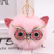 Plush Owl Face Keychains Puff Ball Keychain