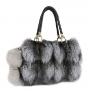 Real Fox Fur Shoulder Bags Genuine Leather Handbags