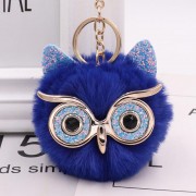 Plush Owl Face Keychains Puff Ball Keychain