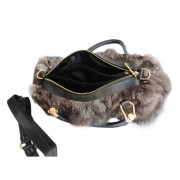 Real Fox Fur Shoulder Bags Genuine Leather Handbags