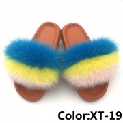 Real Fox Fur Slides Raccoon Fur Slippers Summer