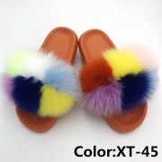 Real Fox Fur Slides Raccoon Fur Slippers Summer