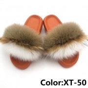 Real Fox Fur Slides Raccoon Fur Slippers Summer