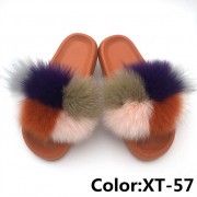 Real Fox Fur Slides Raccoon Fur Slippers Summer