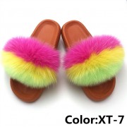 Real Fox Fur Slides Raccoon Fur Slippers Summer